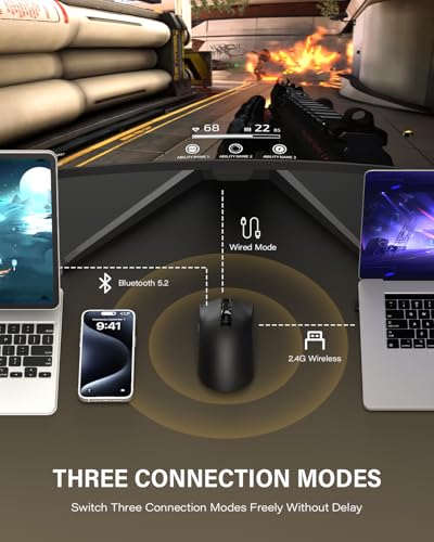 G59 Wireless Gaming Mouse, PAW3950 Sensor, 30,000 DPI, 8000Hz Polling Rate, Programmable Buttons, RGB 68g Tri-Mode Lightweight Esports Mouse for PC/Laptop/Mac