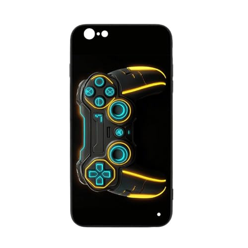 for iPhone 6/6S Case - Game Controller Design, Glass Back + TPU Inner Shell, Extreme Slimness, Scratch-Resistant, Precise Cutouts, Military-Grade Protection, Cell Phone Cases for Men Women - color: game controller-2, size: iPhone 6/6S
