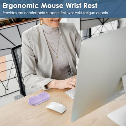 VANKEY Mouse Wrist Rest, Soft Mouse Wrist Support Pad with Memory Foam, Non-Slip Base (Periwinkle Color) - color: Periwinkle