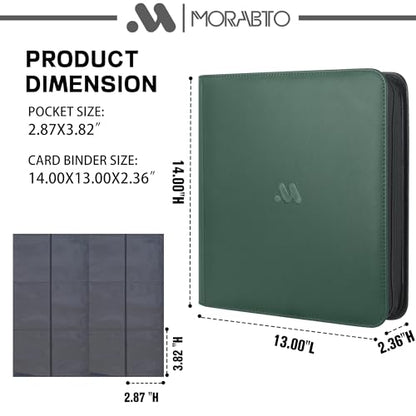 Card Binder 12 Pocket,Trading Card Binder Holds up to 1200 Cards with 50 Sleeves,Zipper Card Holder Album Compatible with TCG Card/Game Cards/Sports Card - color: Dark Green, size: 12 Pocket 1200