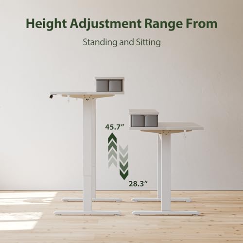 Agilestic 55 x 24 Inches Electric Standing Desk with 2 Storage Drawers, Stand Up Desk Adjustable Height, Sit and Stand Computer Table with Splice Board, White - color: White, size: 55 x 24 Inches with 2 drawers