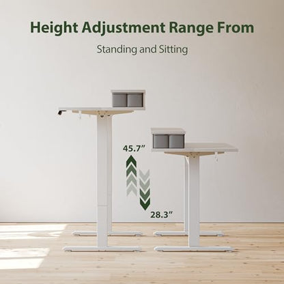 Agilestic 55 x 24 Inches Electric Standing Desk with 2 Storage Drawers, Stand Up Desk Adjustable Height, Sit and Stand Computer Table with Splice Board, White - color: White, size: 55 x 24 Inches with 2 drawers