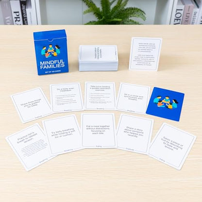 100 Mindful Families Conversation Cards – Mindfulness, Gratitude & Breathing Prompts for Self Care at Home, Travel & Therapy - style: Family Conversation Cards