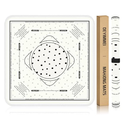 Deyimmei Neoprene Mahjong Mat for Table 31.5"x31.5" - Non-Slip, Noise Reduction Cover with Storage Pockets, American Rules & Crease-Free Rolled Shipping (Polka Dot Play)