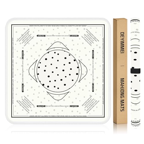 Deyimmei Neoprene Mahjong Mat for Table 31.5"x31.5" - Non-Slip, Noise Reduction Cover with Storage Pockets, American Rules & Crease-Free Rolled Shipping (Polka Dot Play)