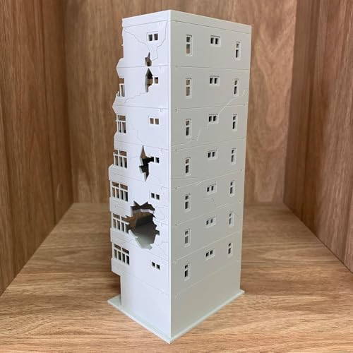 N Scale 1/144 Ruined Damaged Building After War Assembling Model Outland Scene for DIY Sand Table Garden Micro Landscape Ornaments Supply Player Spray Painting Scenery City 1:144 Abandoned Office