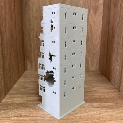 N Scale 1/144 Ruined Damaged Building After War Assembling Model Outland Scene for DIY Sand Table Garden Micro Landscape Ornaments Supply Player Spray Painting Scenery City 1:144 Abandoned Office
