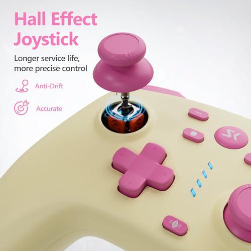 Wireless Switch Controller for Switch/Lite/OLED/Switch 2, Hall Effect Triggers & Joysticks/Wake-Up Function/Turbo, Switch 2 Controller with 2.4G Adapter/2 Macro Buttons, Switch 2 Pro Controller Yellow - color: Yellow
