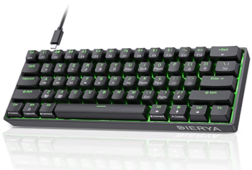 DIERYA 60% Mechanical Keyboard, DK61se Wired Gaming Keyboard with Blue Switches, LED Backlit Ultra-Compact 61 Keys Mini Office Keyboard for Windows Laptop PC Gamer Typist（Black） - color: Black, size: Blue Clicky Switch