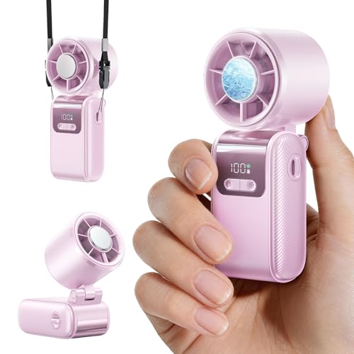 Portable Mini Handheld Fan, Small Hand Fan with Ice Cooler, 100 Speeds, 11Hrs Cooling Time, 20000 RPM Turbo Hand Held Fan for Travel, Outdoor, Beach & Makeup Purple - color: Purple