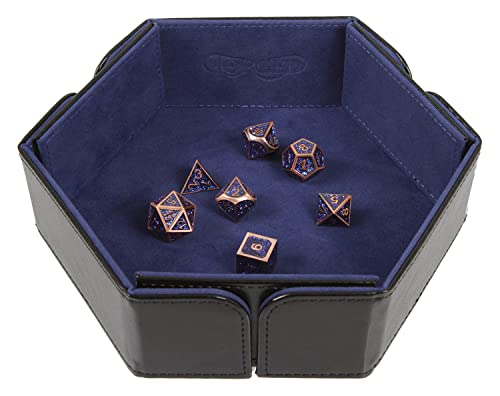 Forged Dice Co. 6.5 Inch Magnetic Folding Dice Tray - Portable Rolling Tray for DND, D&D, and Dice Games - Quiets Metal Dice and Folds Flat - Blue - color: Blue