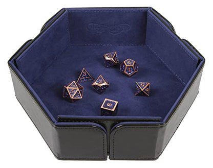 Forged Dice Co. 6.5 Inch Magnetic Folding Dice Tray - Portable Rolling Tray for DND, D&D, and Dice Games - Quiets Metal Dice and Folds Flat - Blue - color: Blue