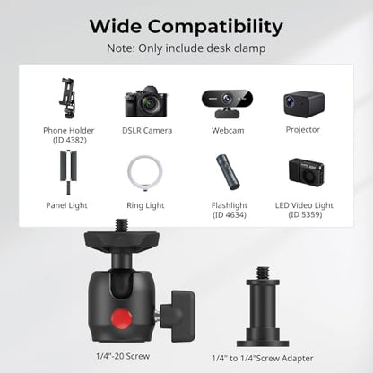 SMALLRIG Camera Desk Mount C Stand, 15"-35" Adjustable Desk Tripod Light Stand, Tabletop C Clamp for Webcam, DSLR Camera, Ring Light, Live Streaming, Photo Video Shooting - style: Clamp 3488