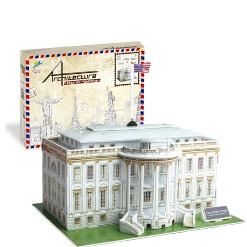 Architecture World Famous of 3D Puzzle.Build Your Own Collection of 17 Global Landmarks (Notre Dame, Colosseum) - Educational DIY Model Kit for Kids & Adults. (The White House) - color: The White House