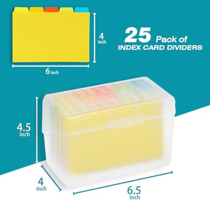 H4D Index Card Holder 4x6 Inches with 25 Plastic Dividers, Clear - color: Clear, size: 4x6 inch