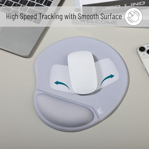 Mr. Pen- Ergonomic Mouse Pad with Wrist Rest | Light Gray Breathable Fabric with Memory Foam Cushion, Non-Slip Rubber Base, Gel Mouse Pad with Wrist Support - color: Light Gray