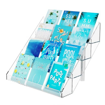 PecMuikee Greeting Card Display, 4 Tiers Clear Acrylic Sticker Display Stand for Vendors Retail, Display Photo Stand for Counter Tabletop Display Supplies, 1 Set - color: 1 Set