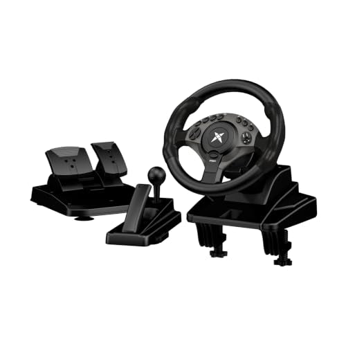 DOYO F9 Pro 900° Gaming Steering Wheel with H-Shifter & Linear Pedals, Hall Effect Precise Linear Steering, Dual Mode Switch, Adjustable Tilt Height Sim Racing Wheel for PC PS3 Truck Drift Games - color: Black-270/450/900° Sequential Shifter