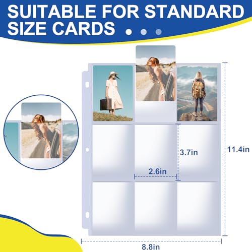 ZENOWICK 1080 Pockets Card Sleeves Binder Sheets | 9 Pocket Card Sleeves for 3 Ring Binder, Trading Cards Sleeves Fit for Baseball, Football, Game, Business Cards(60 Pages) - size: 60 Pack