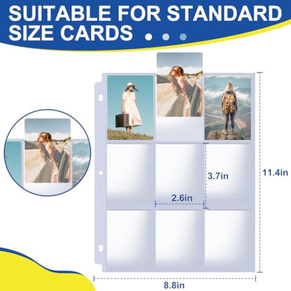 ZENOWICK 1080 Pockets Card Sleeves Binder Sheets | 9 Pocket Card Sleeves for 3 Ring Binder, Trading Cards Sleeves Fit for Baseball, Football, Game, Business Cards(60 Pages) - size: 60 Pack