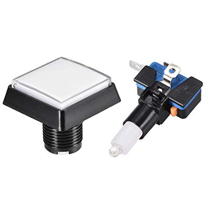 uxcell Game Push Button 50x50 Square 12V LED Illuminated Push Button Switch with Micro switch for Arcade Video Games White 5pcs