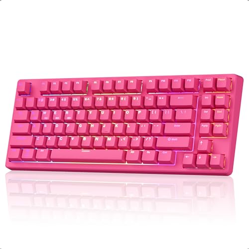 Kisnt KN85 Wireless Silent Mechanical Keyboard, 75% Layout, Bluetooth/2.4GHz/USB-C, Custom RGB Backlit, Hot Swappable, Quiet Typing for Windows/Mac/PC (Berry Red) - color: Berry Red