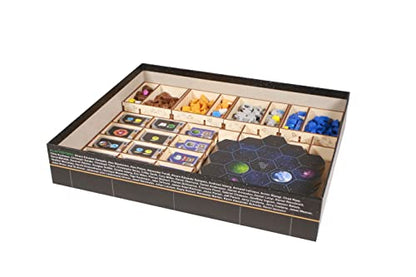 The Broken Token Game Organizer Compatible with Gaia Project - Wooden Game Organizing Box with Multiple Trays