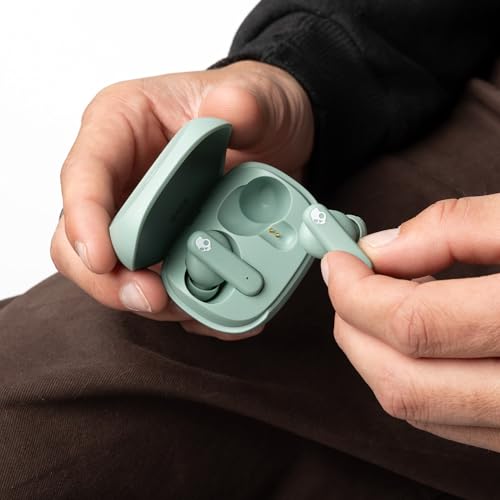Skullcandy Smokin’ Buds Wireless Noise Isolating Earbuds - Preppy Sage | In-Ear Fit, Bluetooth, 20 Hours Battery, IPX4 Sweat and Water Resistant, Microphone for iPhone Android, Commuting, Studying - color: Preppy Sage