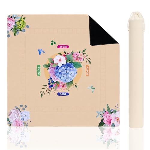 33" x 33" Cream Yellow Floral American Mahjong Mat - Non-Slip Neoprene Pad, Noise Reducing, Easy Clean, Portable for Home, Travel & Airbnb - color: Cream Yellow Floral