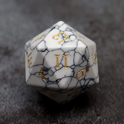 Haxtec Gemstone Dice White Turquoise Howlite Stone DND Dice Set Compatible with Dungeons and Dragons TTRPG DND Master D&D Gift - color: White Blue