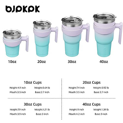 BJPKPK 10 oz Mini Tumbler with Lid, Straw & Handle, Insulated Steel Cup | Small, Spill Proof, Leak Proof, Thermal, Double Wall Vacuum, Sweatproof, Dishwasher Safe, BPA Free, Lavender Green - color: A-Lavender Green, size: 10 Ounces