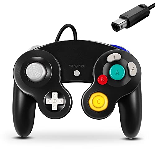 FIOTOK Gamecube Controller,Wired Controller for Wii & Gamecube (Black) - color: Black