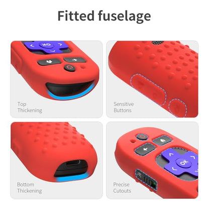 Silicone Case for Roku Voice Remote Pro 2nd Ed. - Protective Shockproof Skin with Lanyard (Red) - color: red