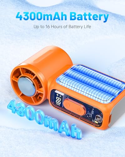 W & O Handheld Portable Fan with Ice Cooler,Speed (1-199) Personal Turbo Mini Fan 4000mAh Rechargeable,Powerful 20000RPM Pocket Hand Fans（orange） - color: orange