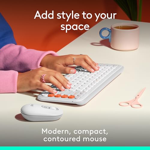 Logitech POP Mouse Compact and Portable Wireless Bluetooth Mouse- Off-White | Programmable buttons, quiet clicks, easy-switch between up to 3 devices, for laptop, tablet, and PC, portable design - color: Off White