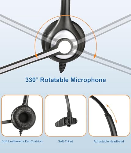 Wantek Cell Phone Headset with Microphone Noise Cancelling for Laptops, PC,3.5mm Jack,Volume Control,Wired Computer Headsets for Zoom Skype,for Office,Business, Call Center, Clear Chat