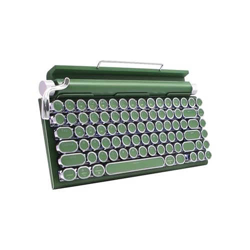 Adventurers Retro Typewriter-Style Mechanical Keyboard, 83 Keys, 75% Compact Layout, Bluetooth 5.0 and Wired, Hot-Swappable Blue Switch, White Backlit for Windows/Mac/iPad/PC/Laptop (Dark Green) - color: Dark Green