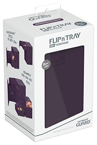 Ultimate Guard Flip'n'Tray 80+, Deck Case for 80 Double-Sleeved TCG Cards + Dice Tray, Purple, Independent Magnetic Closure & Microfiber Inner Lining - color: Purple, size: 80+