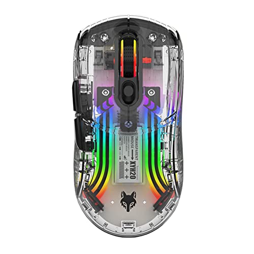 Bluetooth Wireless Mouse, Transparent RGB Mechanical Dual Mode Gaming Mouse, A Must-Have Cool USB Computer Mouse for Gaming and Esports - color: Black1