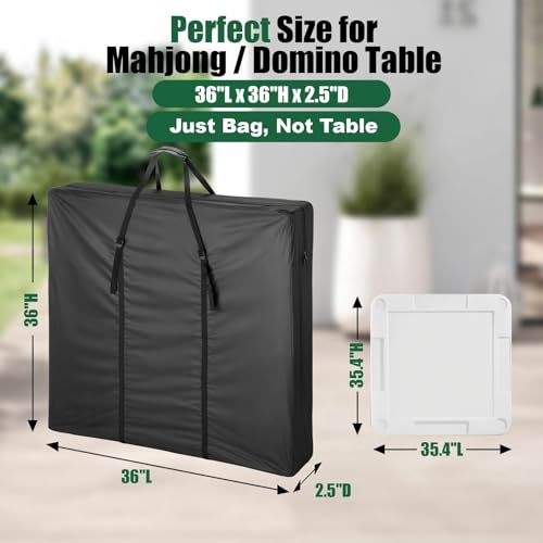 36 Inch Domino Table Storage Bag, Carry Case for Mahjong Game Tables | Storage Bag for Square 4 Player Folding Card Table, Waterproof Dustproof Protective Cover - Black 36 x 36 x 2.5 Inch - size: 36" x 36" x 2.5"