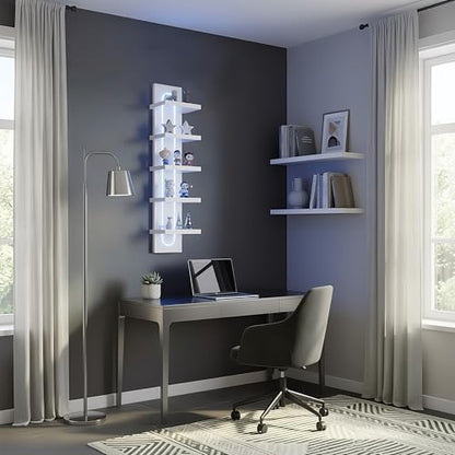 U-Shaped 5-Tier Compact Narrow RGB Light Wall Shelf White | Modern Vertical Shelf for Vanity, Ideal for Anime Figures, Perfumes, Cosmetics, Colleclibles - color: 4ur-white
