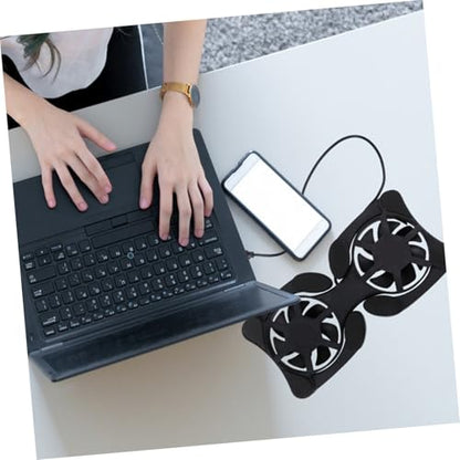 Mobestech Portable Foldable Laptop Cooling Pad, Dual USB Fan Notebook Cooler Stand, Lightweight Laptop Cooler Mat for Heat Dissipation and Travel Use