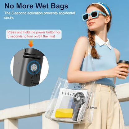 HandFan Upgraded Handheld Misting Fan, Portable Mister Fan, Personal Spray Water Mist Fans Rechargeable, Foldable Electric Mini Fans for Summer Beach Travel Makeup Concerts, Gifts for Women(Black) - color: Black, style: HF318C
