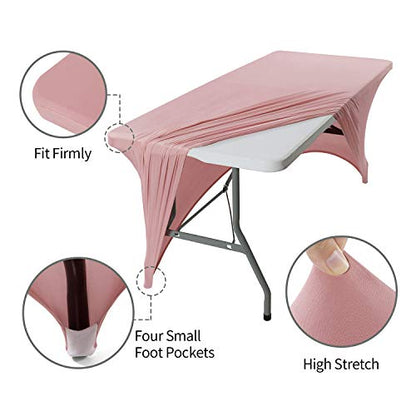 Peomeise 8FT Spandex Table Cover Rectangular Stretch Spandex Tablecloth (Dusty Rose,8FT) - color: Dusty Pink, size: 96" x 30" (Rectangular)