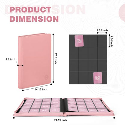 Premium Card Binder 16 Pocket,Trading Card Binder Holds up to 1000+Cards Sturdy Card Collection Album, Card Holder Folders for MTG, TCG, Game Cards & Sports Cards - color: 16 Pink
