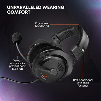 beyerdynamic MMX 330 Pro Open-Back Gaming Headset with Stellar.45 Driver and Condenser Microphone, Wired Gaming Headphone Suitable for PC, Gaming Console, PS, Switch. Handmade in Germany, Black