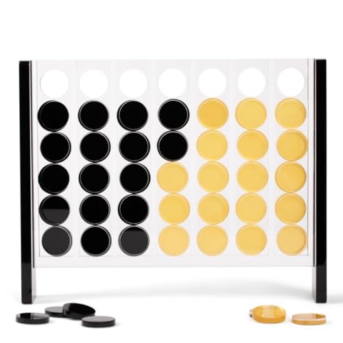 Unique Four in a Row - Acrylic 4 in a Row Game - Board Game Decor - Coffee Table Game - 2 Player Family Game - Connect The Four Pieces - Classic Strategy Game (Black and Gold) - color: Black and Gold