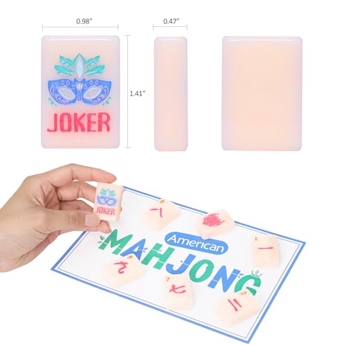 Jongyance American Mahjong Tile Set with Carrying Bag and Accessories, 160 Acrylic Engraved Mahjong Tiles for Beginners - color: Shell Pink