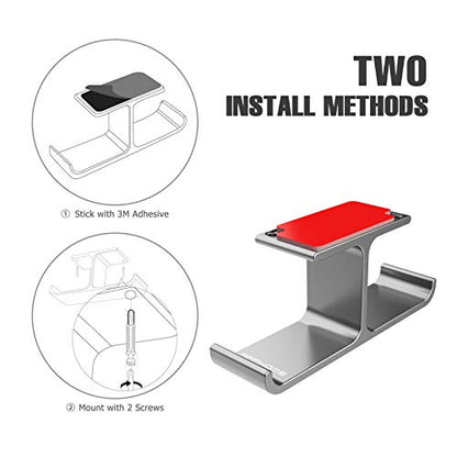 Headphone Hanger Stand Under Desk Hook Aluminum Stick-On Adhesive Dual Headsets Holder Mount PC Gaming Accessories for All Headphones