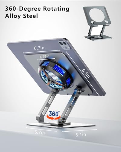 ACEDAYS iPad Cooler,Magnetic Tablet Cooler for ipad/Surface pro/Samsung Tab,Universal Radiator with Temperature Display for Mobile Gaming,Tiktok Live Streaming(Including Tablet Stand Holder) - color: ipad cooler+Tablet Stand Holder